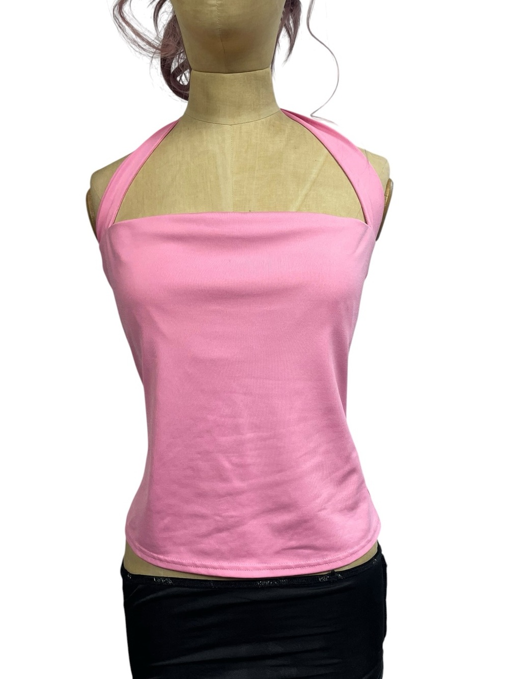 Shape FX Newport News Pink Halter Top Sleeveless Square Neck Size L